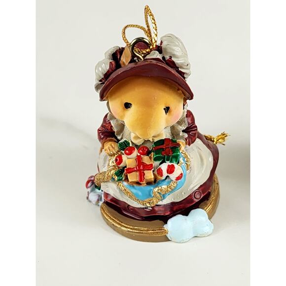 Ganz Mini Mouse Mice Tree Ornament Little Cheese 2" Resin 90s Figurine x2 Vtg - Picture 2 of 14